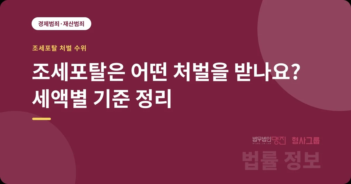 조세포탈은 어떤 처벌을 받나요? 세액별 기준 정리